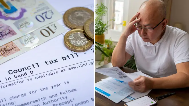 Council tax bill and man looking at his bill