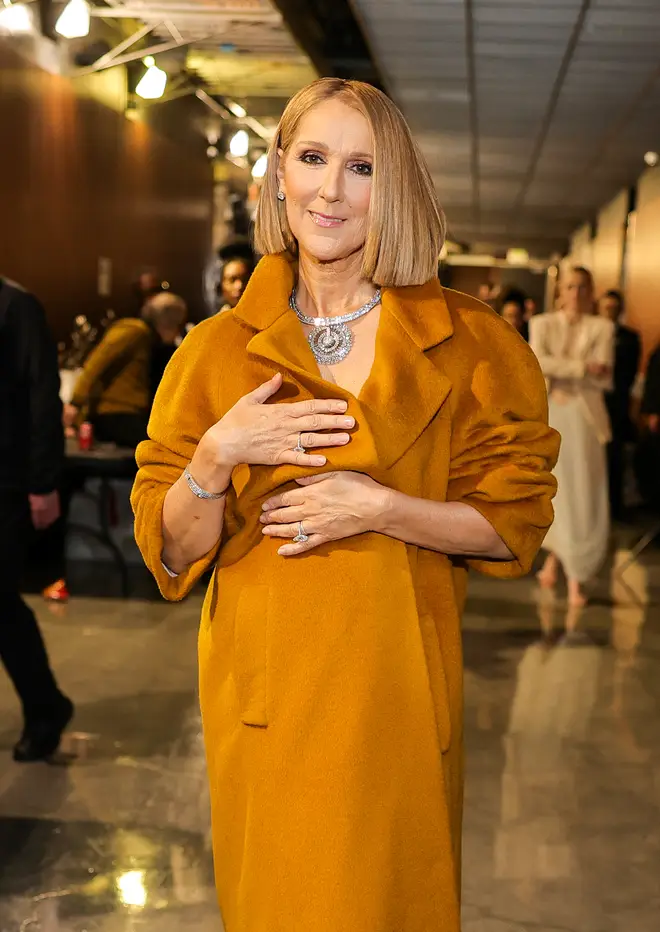 Celine Dion pictured backstage at the Grammys