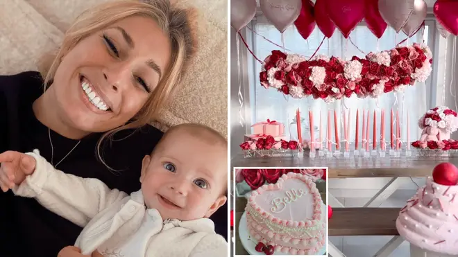 Stacey Solomon with her daughter Belle and birthday decorations