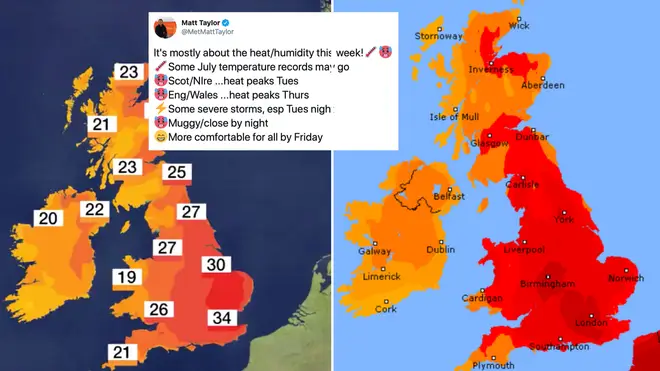 The blistering heat has been predicted to blow across the country in a stuffy Saharan blanket.