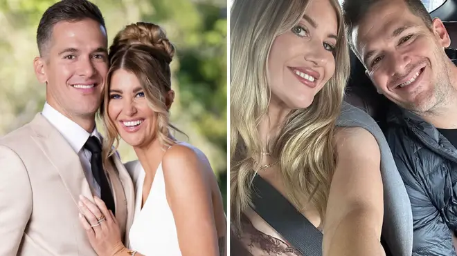 Lauren and Jonathan looking happy on Married At First Sight Australia