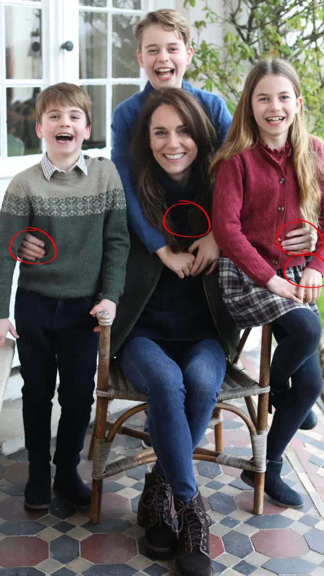 People have pointed out inconsistencies in the image including Princess Charlotte's missing cuff and Kate Middleton's missing engagement ring