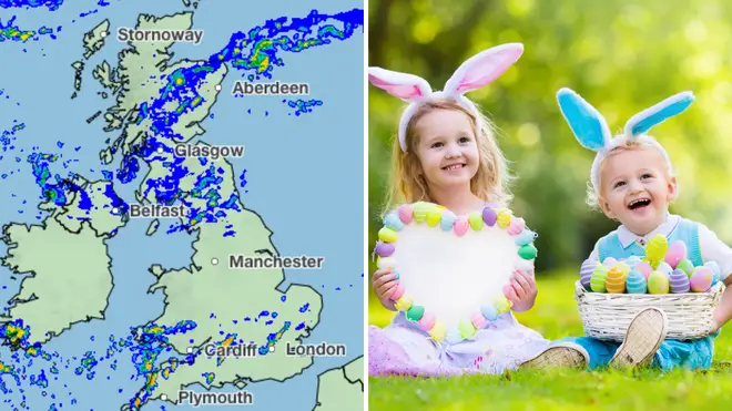 Easter bank holiday weekend weather and kids smiling [stock image]