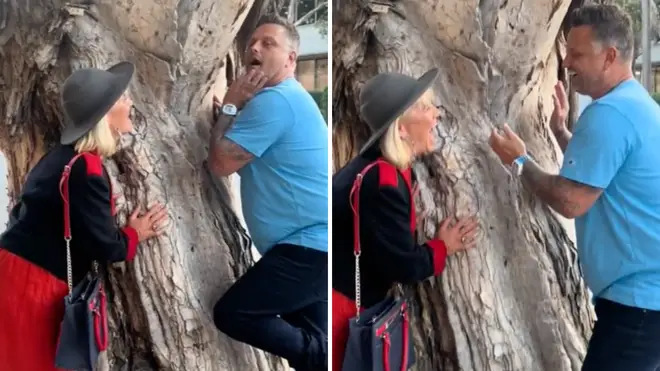 Timothy and Lucinda hilariously recreated the scene in Married At First Sight where she was filmed hugging a tree