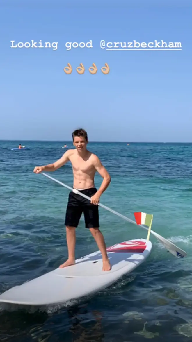 Cruz Beckham paddle boarded in Italy