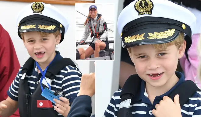 Prince George looked sweet in a Captain's hat as he watched his parents from afar