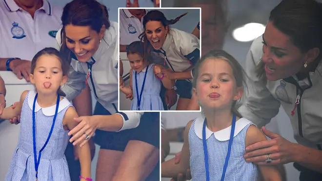 Kate Middleton laughed with her daughter as she stuck her tongue out at the crowd