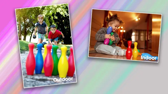 Skittles can be played indoors or outside, and is great for kids of all ages
