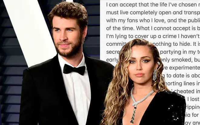 Miley's written a long explanation about hers and Liam's split