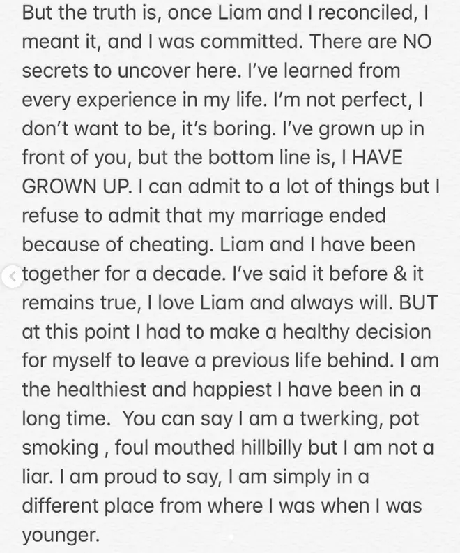The second page of Miley's statement on her Instagram