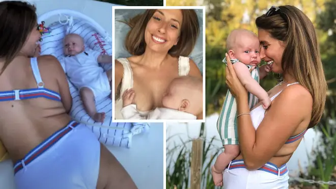 The mum-of-three posed for a sweet photo in her swimwear during a spa day with baby Rex.