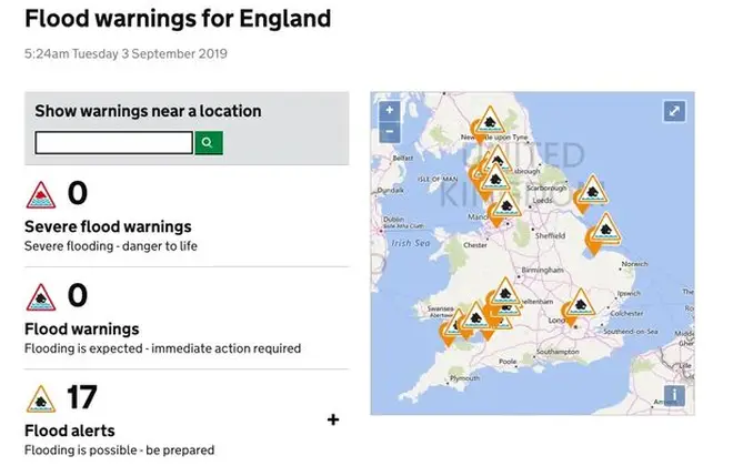 The Environment Agency has issues 17 warnings across England