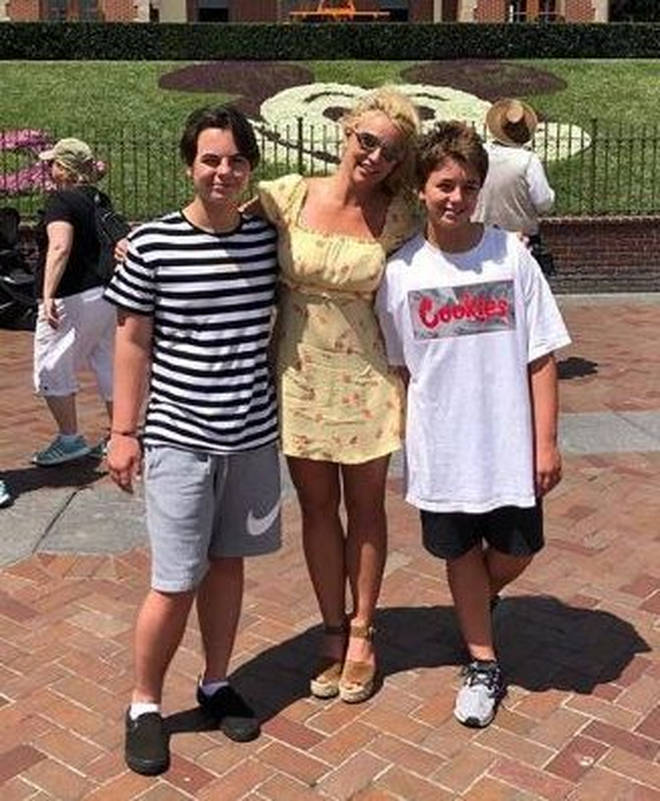 Britney pictured with both her sons, Jayden and Sean