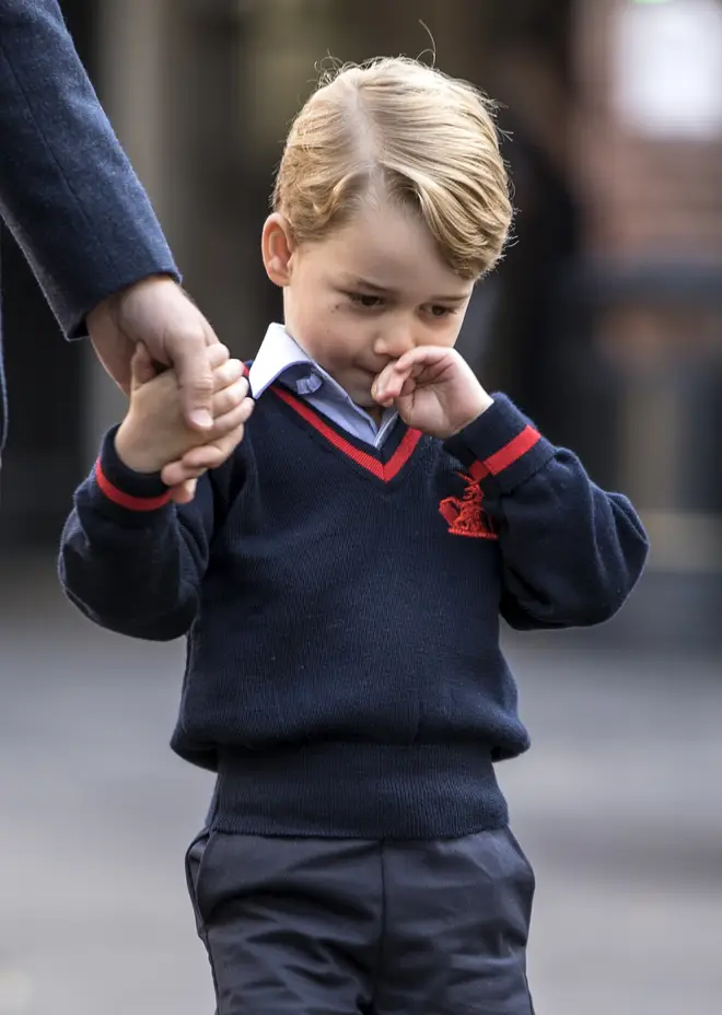 Prince George looked shy on his first day at school