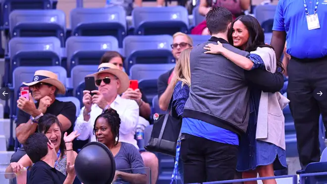 Meghan Markle shares a hug with Serena's husband Alexis Ohanian