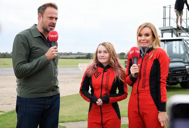 Jamie Theakston was on hand to encourage Amanda and Charlotte - and enjoy a front row seat for their big jumps