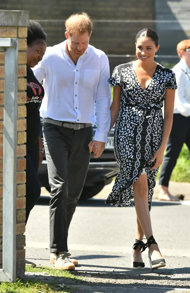 Meghan Markle looked beautiful in a black and white tribal print dress