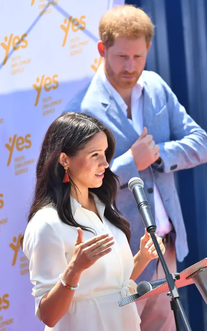 Both the Duke and Duchess of Sussex spoke to the crowds