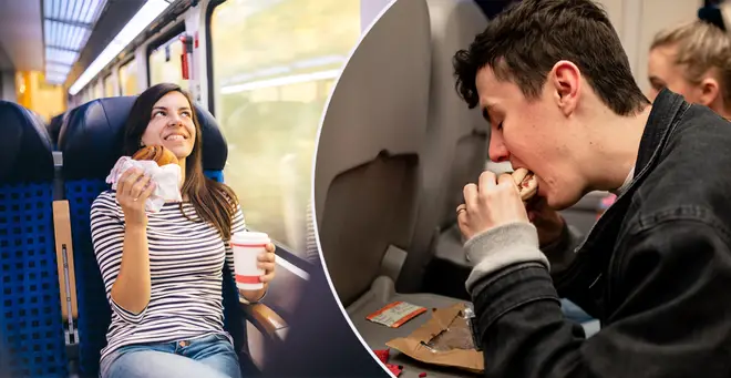 Should eating on public transport be banned? (stock images)