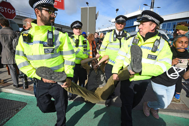 A Extinction Rebellion reportedly "grounded" a flight from the airport to Dublin