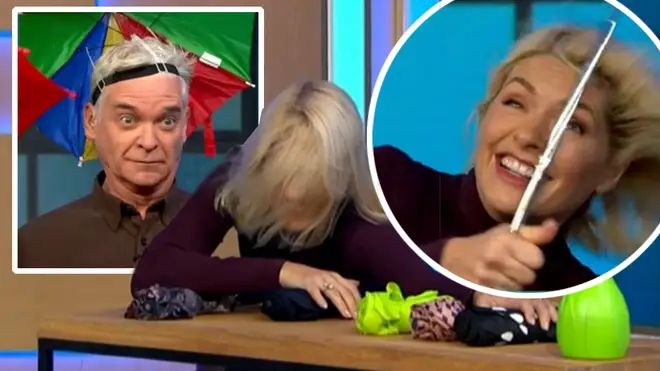 Holly Willoughby and Phillip Schofield leave This Morning fans in hysterics as they test umbrellas with wind machine