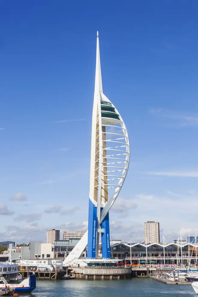 Spinnaker Tower is a modern structure built as part of Portsmouth's regeneration