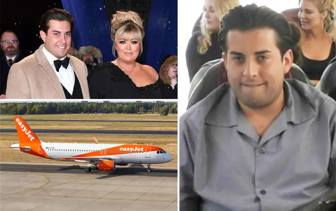 The TOWIE star tried to open a fire door after being refused entry to the plane