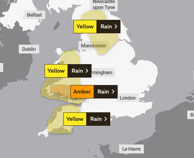 Amber warnings have been issues by The Met Office for south Wales