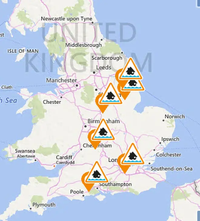 There are six alerts issues over the UK by the Environment Agency