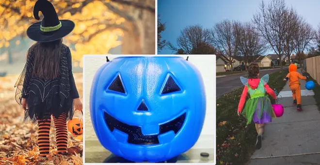 The mum has shared the reason why some kids carry blue pumpkins