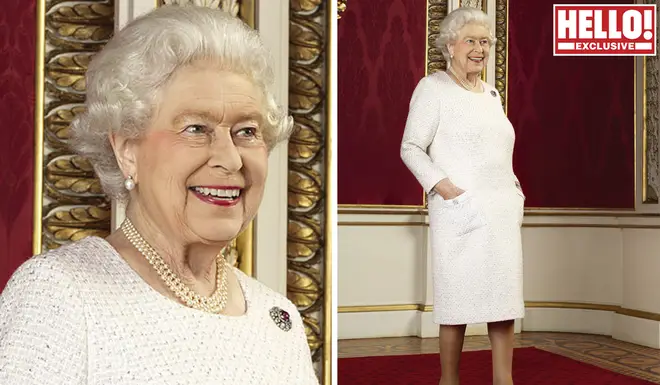 The Queen looked content as she posed like a model