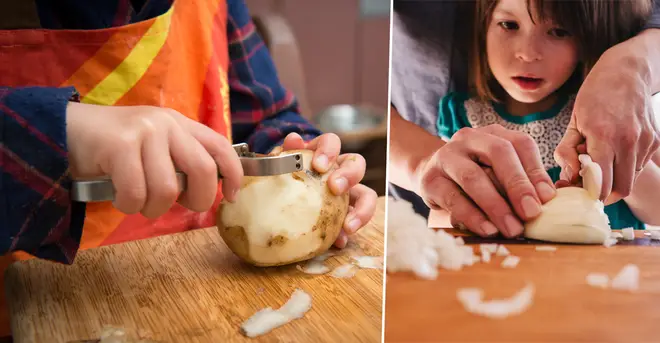 A mum has criticised her family for letting her daughter peel potatos