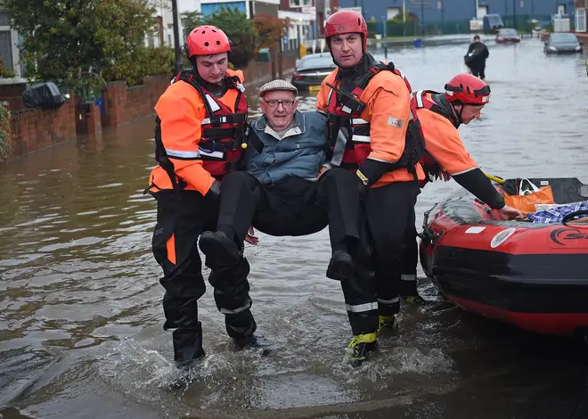 The Fire and Rescue service evacuated an elderly man from a flooded house in Bentley, Doncaster.