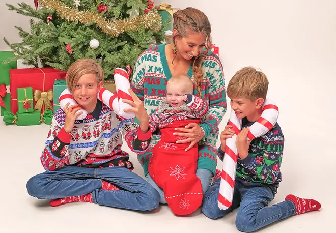 Stacey and her boys posed for Christmas cards