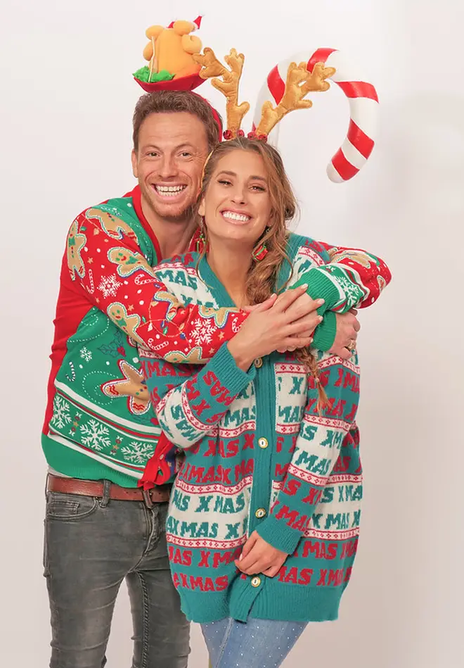 Stacey and Joe cuddled up for their Christmas card shoot