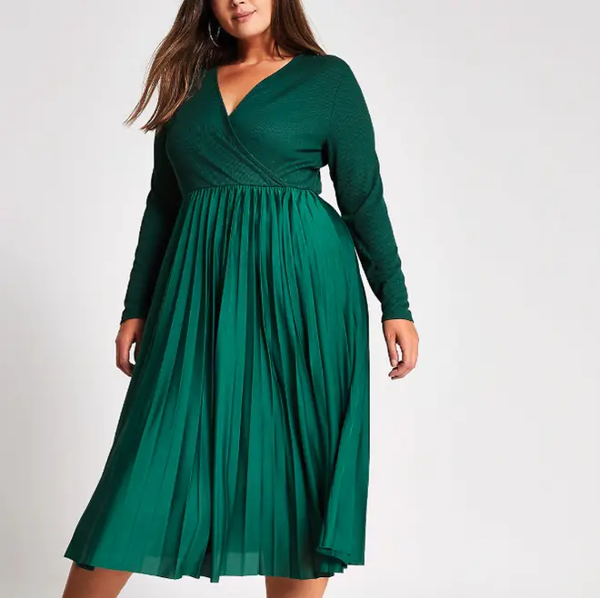 River Island's wrap pleated midi dress