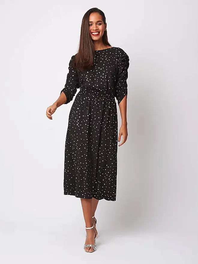 Asda Black Foil Star Print Midi Dress