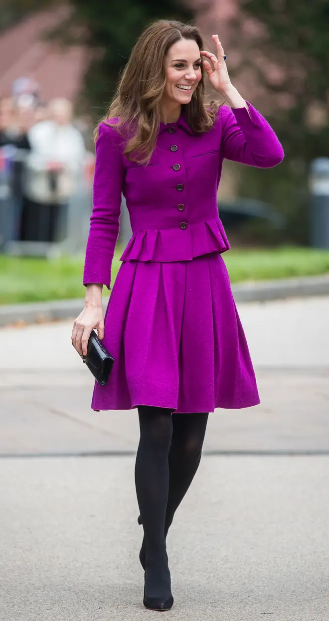 Kate Middleton opted for opaque black tights for the outing