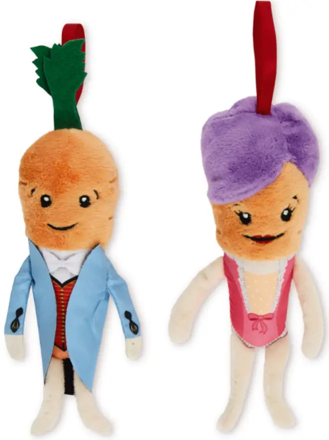 The collection includes Kevin and Katie the Carrot soft toys and tree decorations