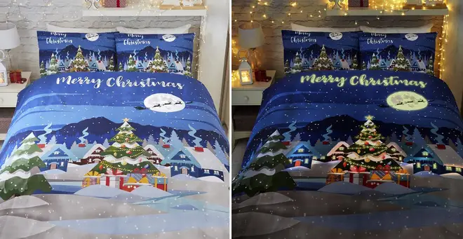 This glow-in-the-dark Christmas bedding is the stuff of dreams