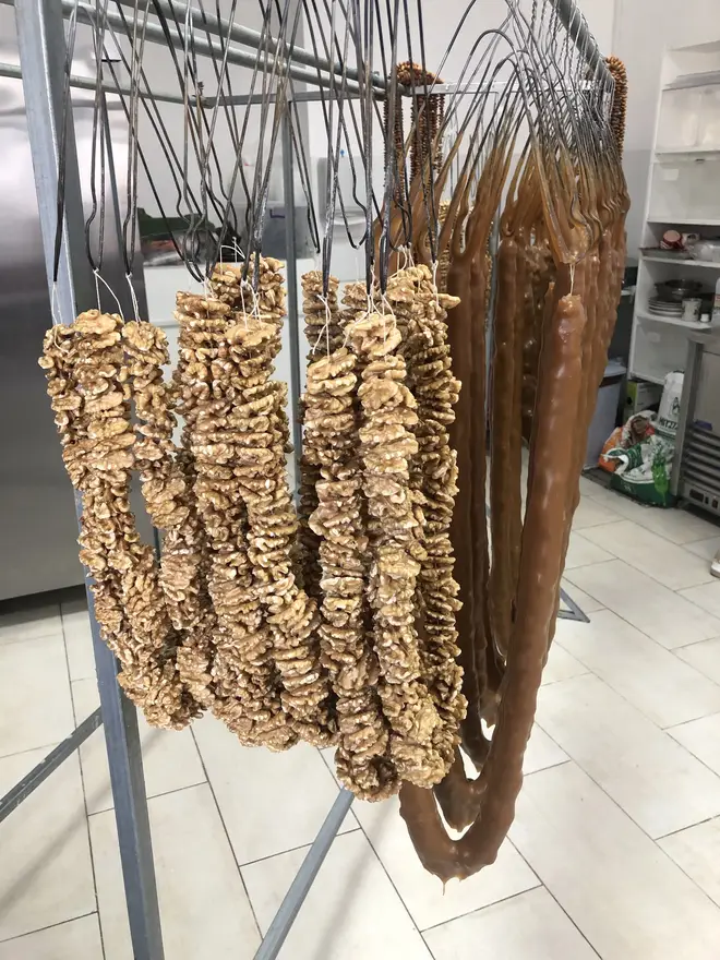 Variations of traditional Cypriot soutzoukos for sale in Arsos