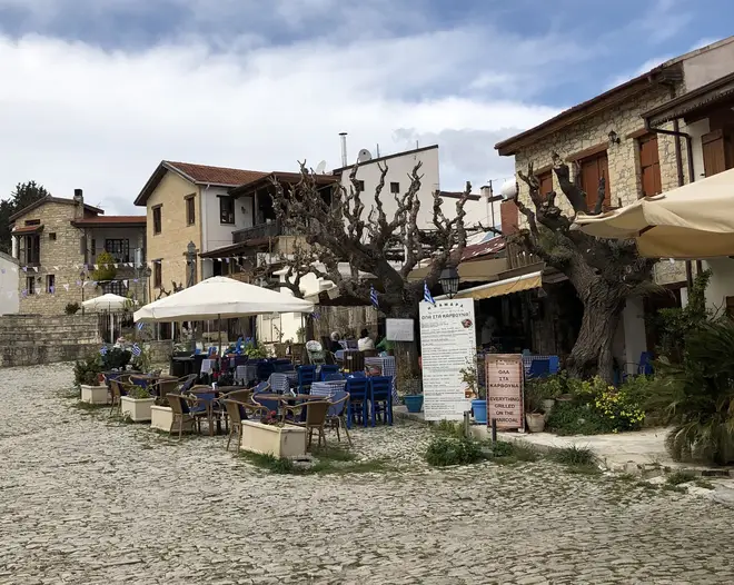 The square in Omodos, one of the most picturesque villages of Cyprus